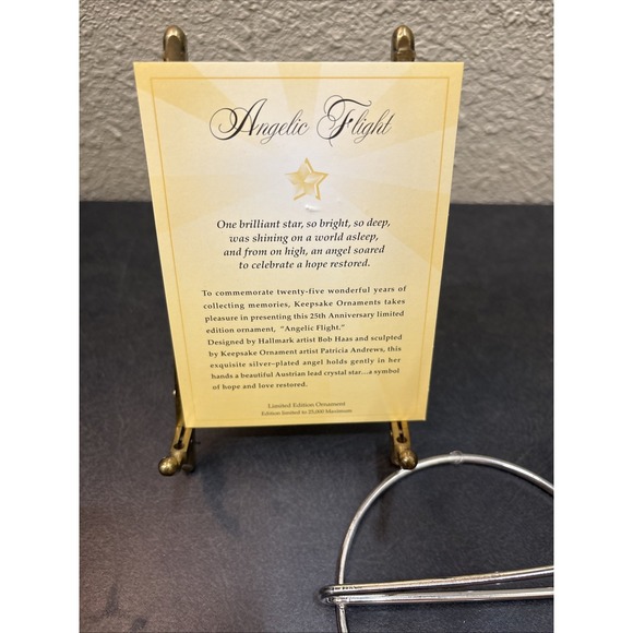 Hallmark Keepsake Angelic Flight Anniversary Edition Silver Plate & Crystal 1998 - Picture 4 of 4